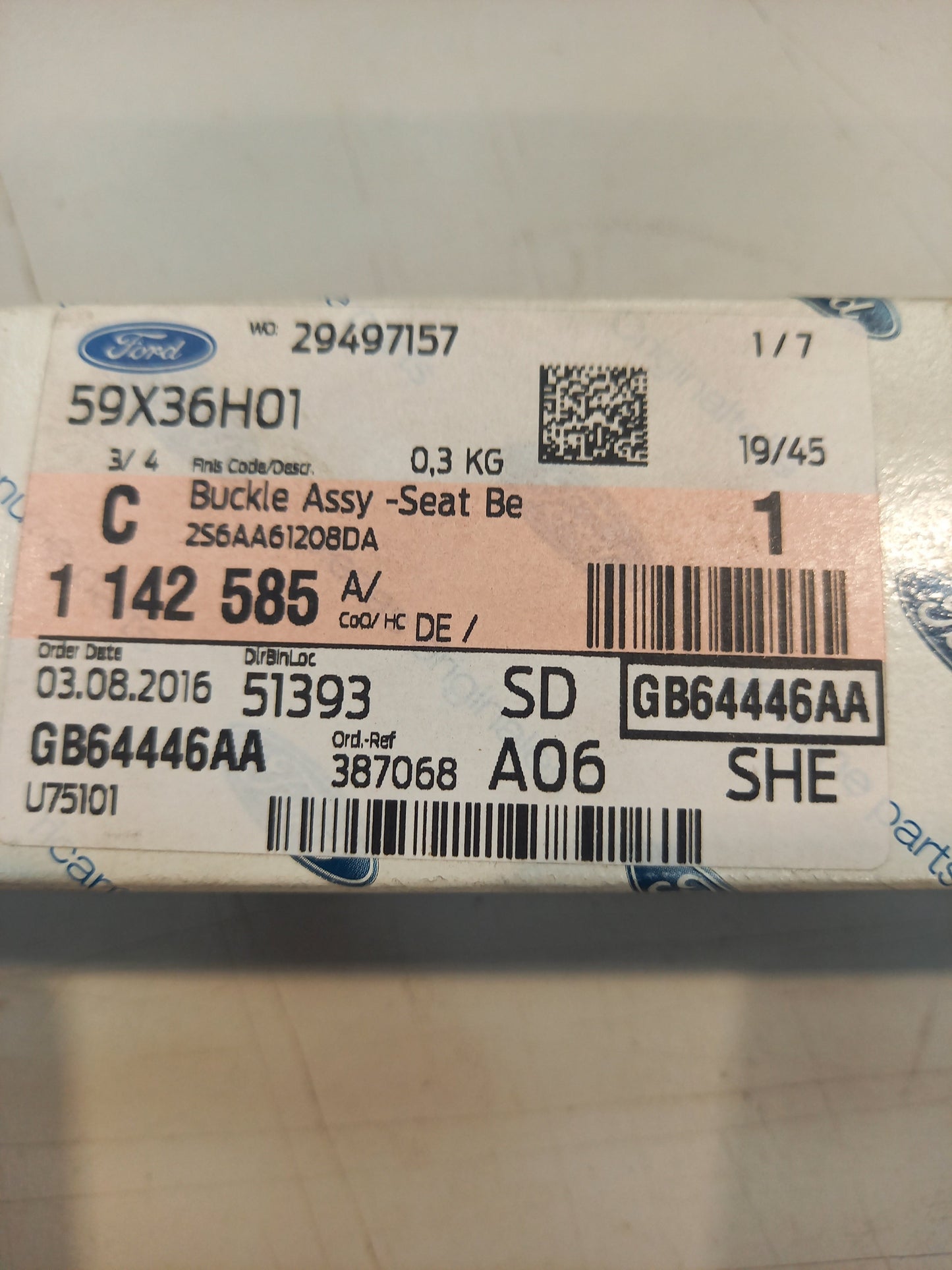 Genuine Ford Buckle Assy - Seat Belt | 1142585