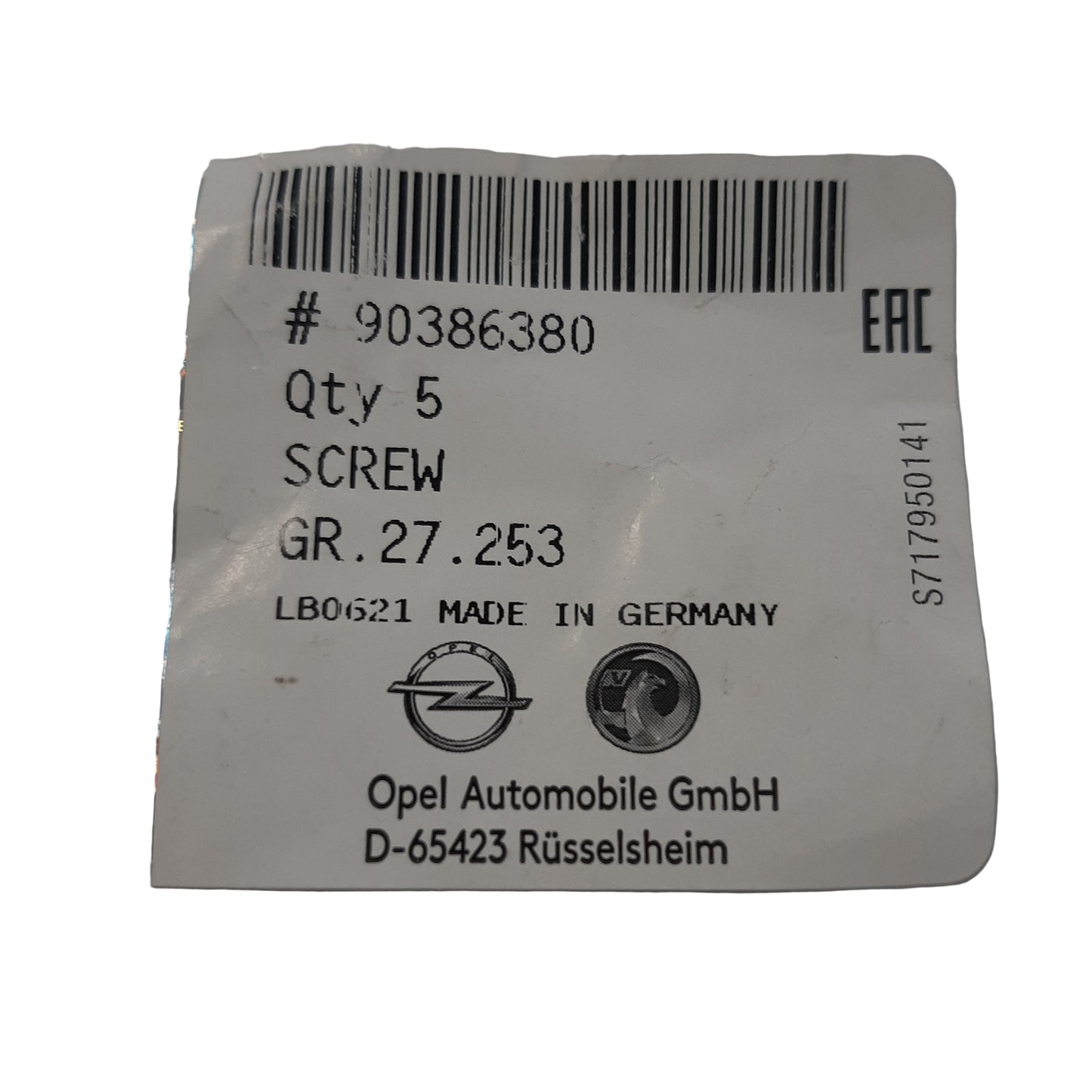 Genuine Vauxhall Screw, Hex Head | 90386380