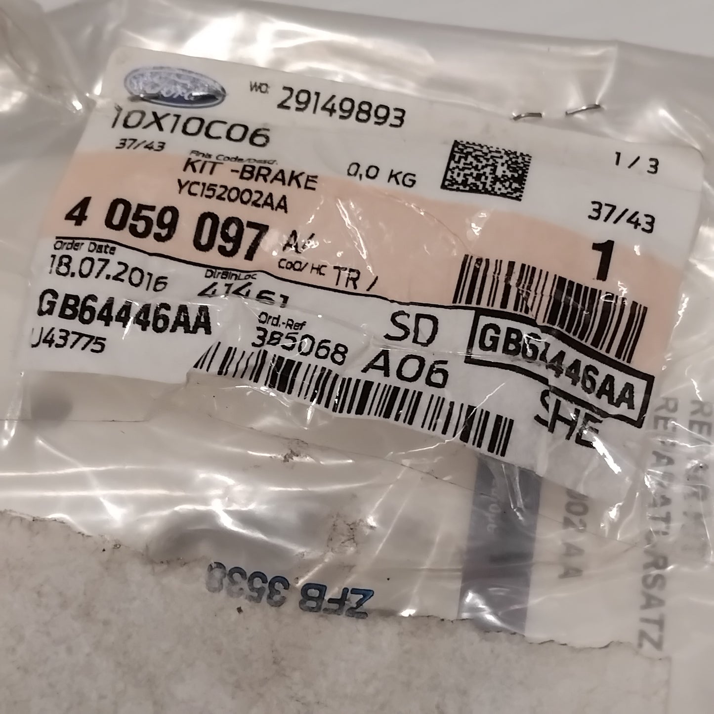 Genuine Ford Kit - Brake Booster Repair | 4059097
