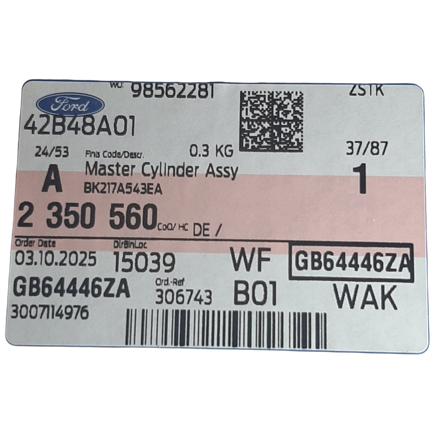 Genuine Ford Master Cylinder Assy | 2350560