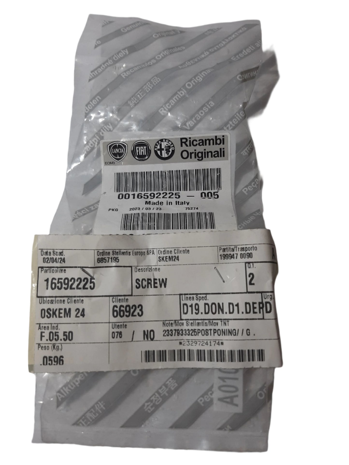 Genuine Fiat Screw | 16592225