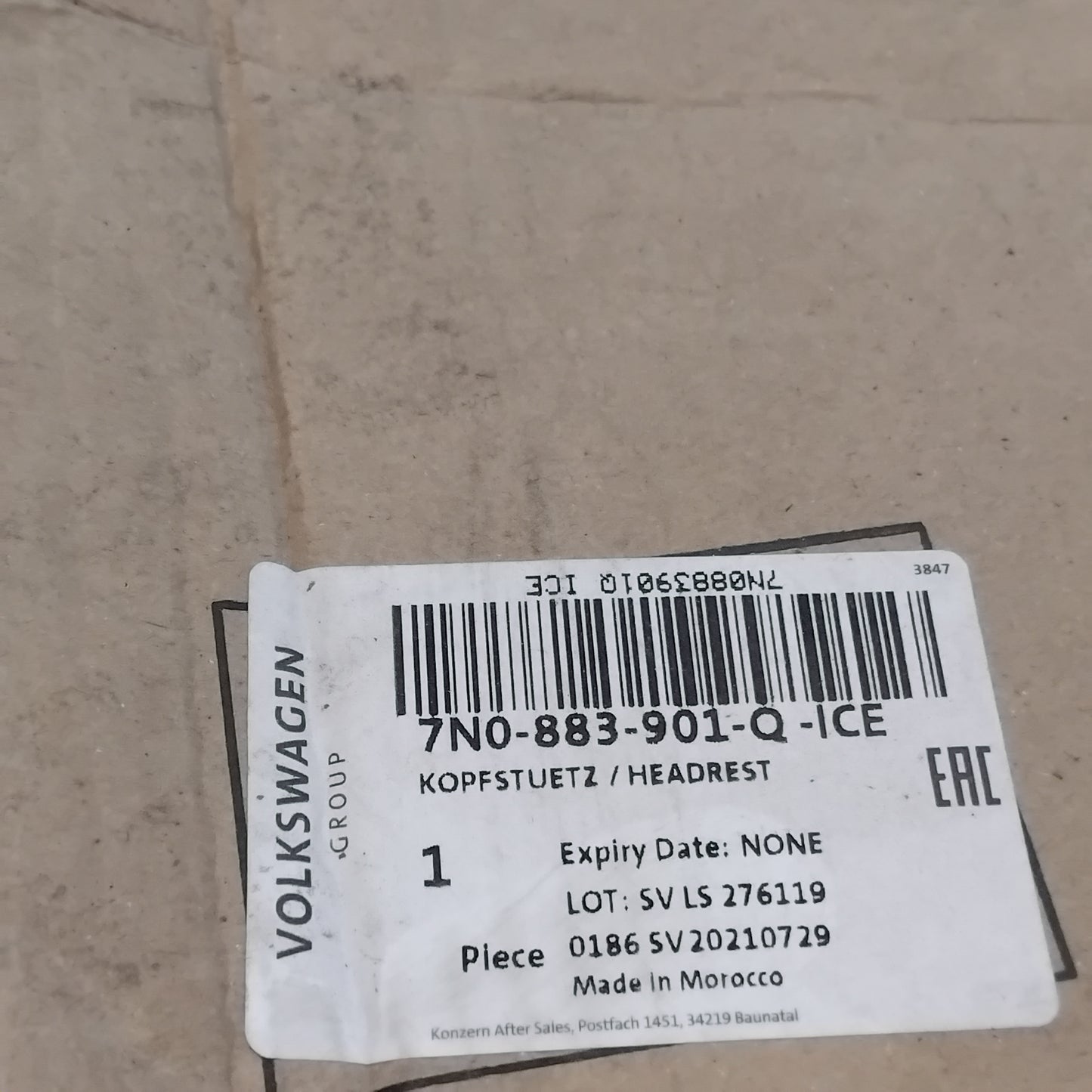 Genuine SEAT Headrest | 7N0883901QICE