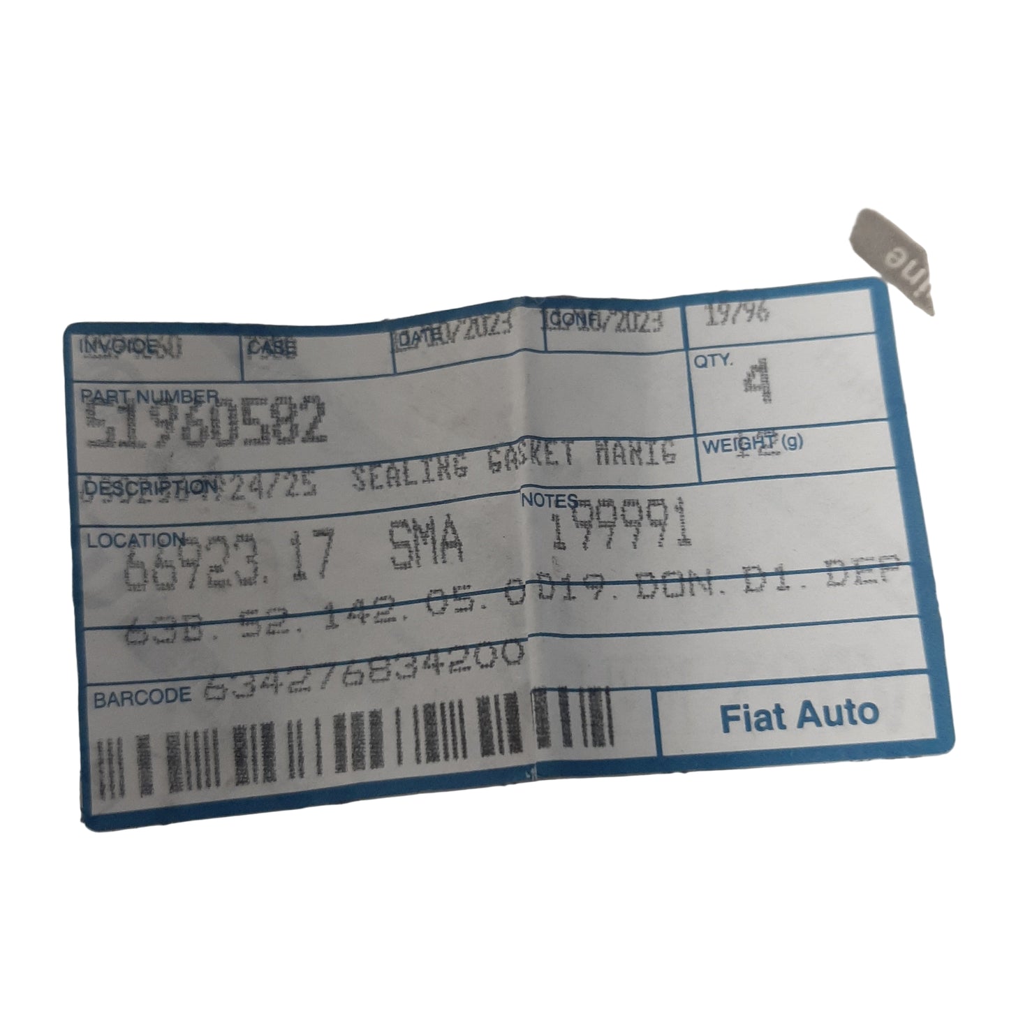 Genuine Fiat Sealing Gasket | 51960582