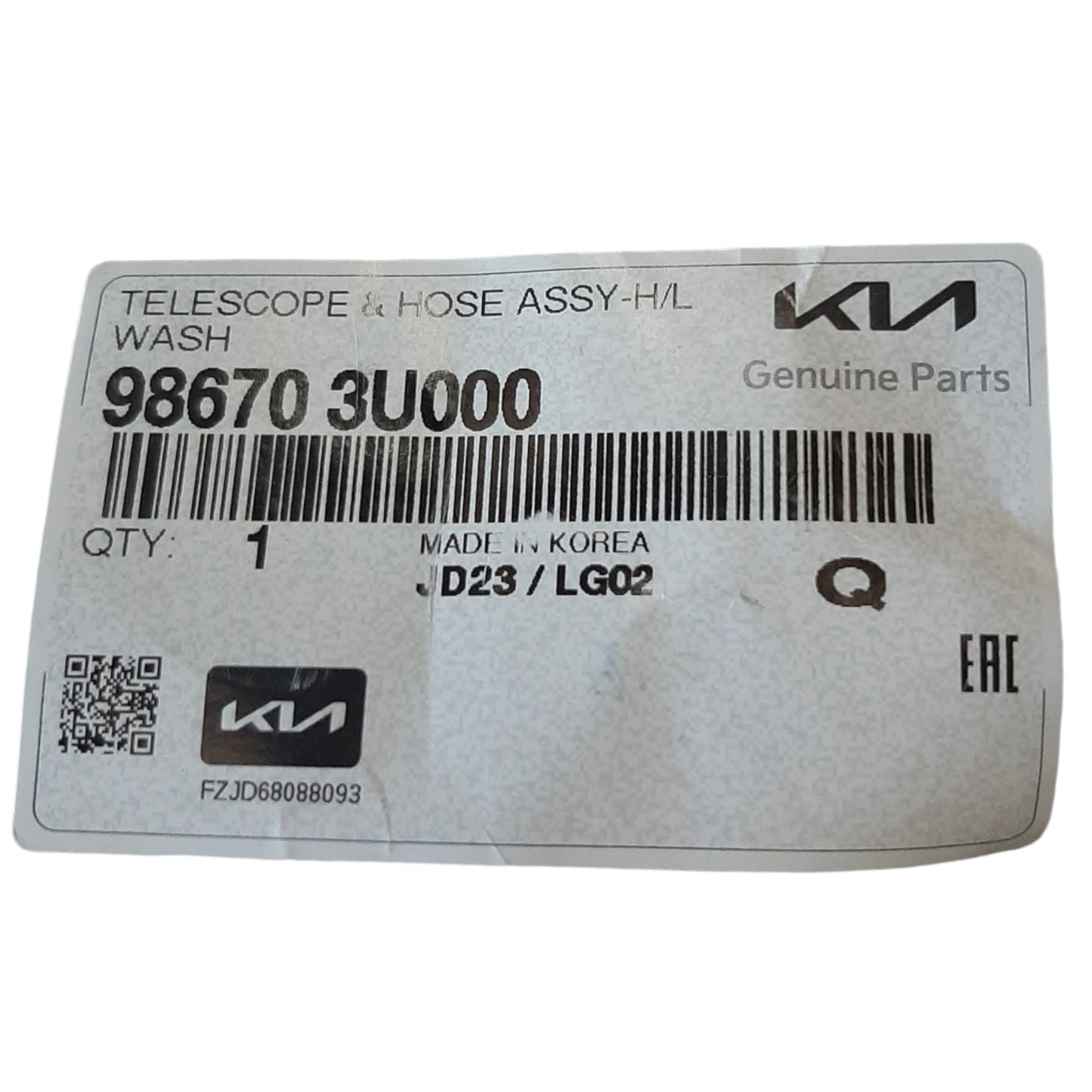 Genuine Kia Telescope & Hose Assy Headlamp Washer| 986703U000