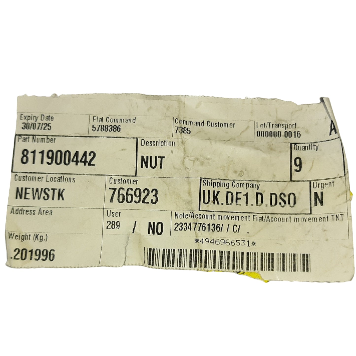 Genuine Fiat Nut | 811900442