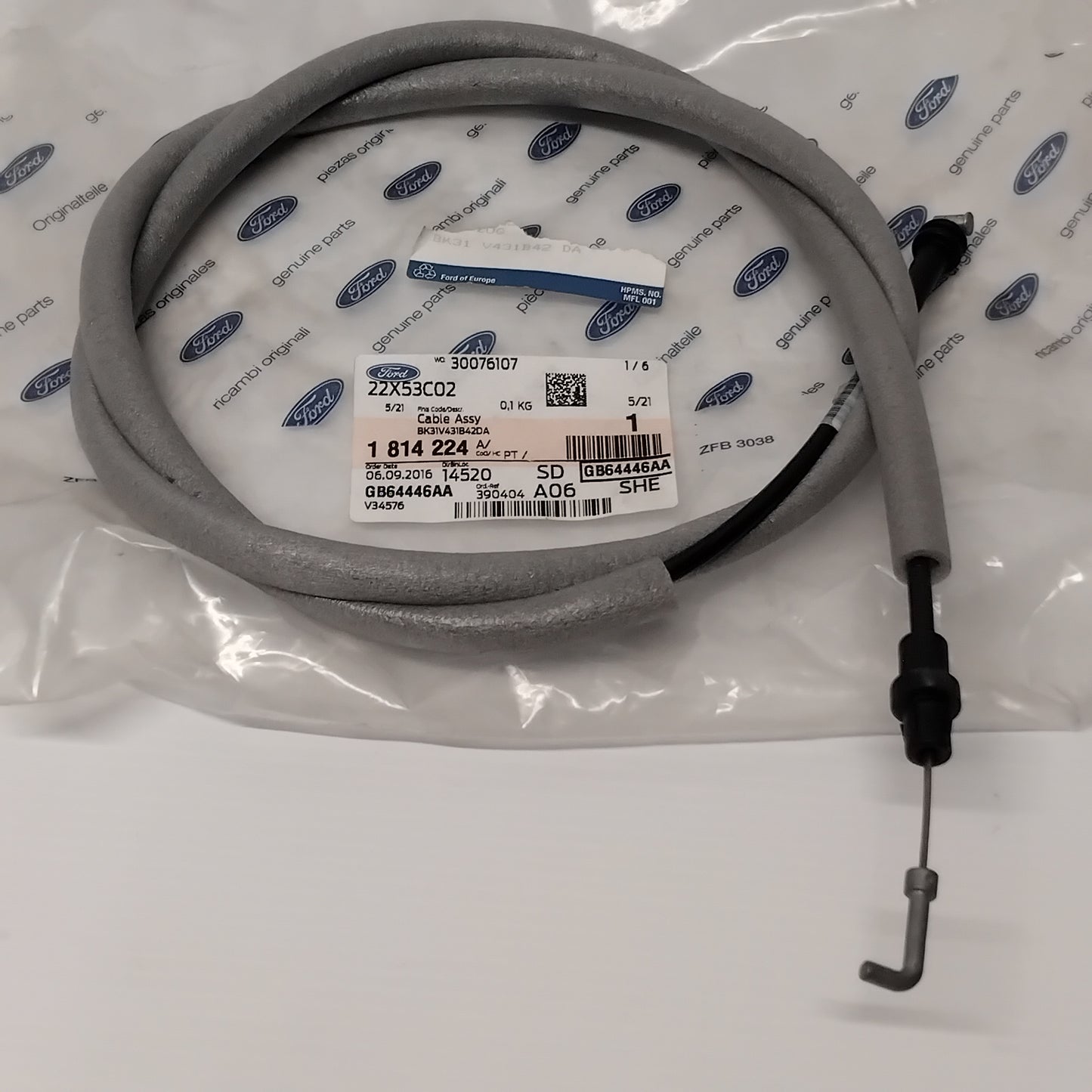 Genuine Back Door Upper Left Lock Cable - Ford Transit 2014- High Roof | 1814224