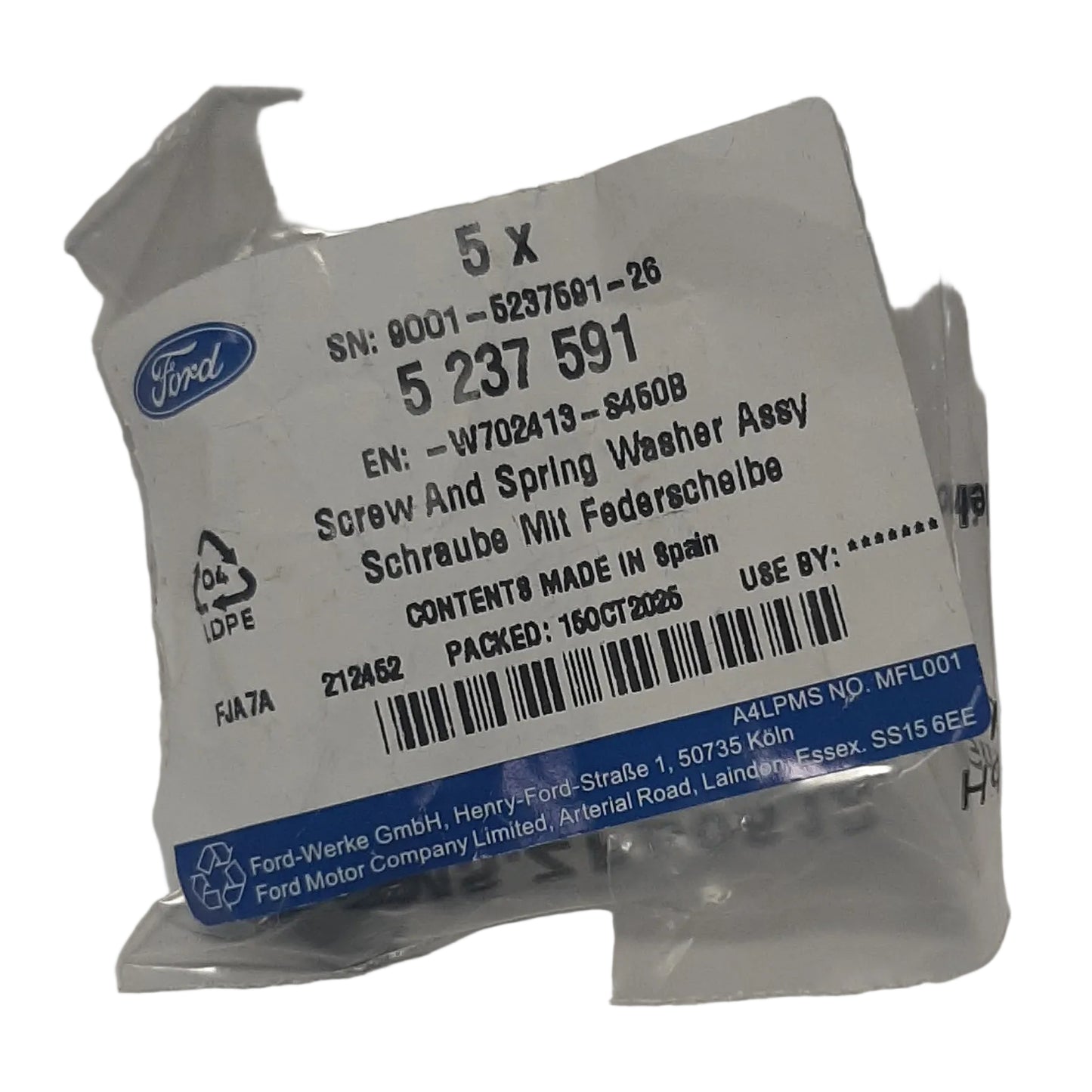 Genuine Ford Screw And Spring Washer Assy | 5237591