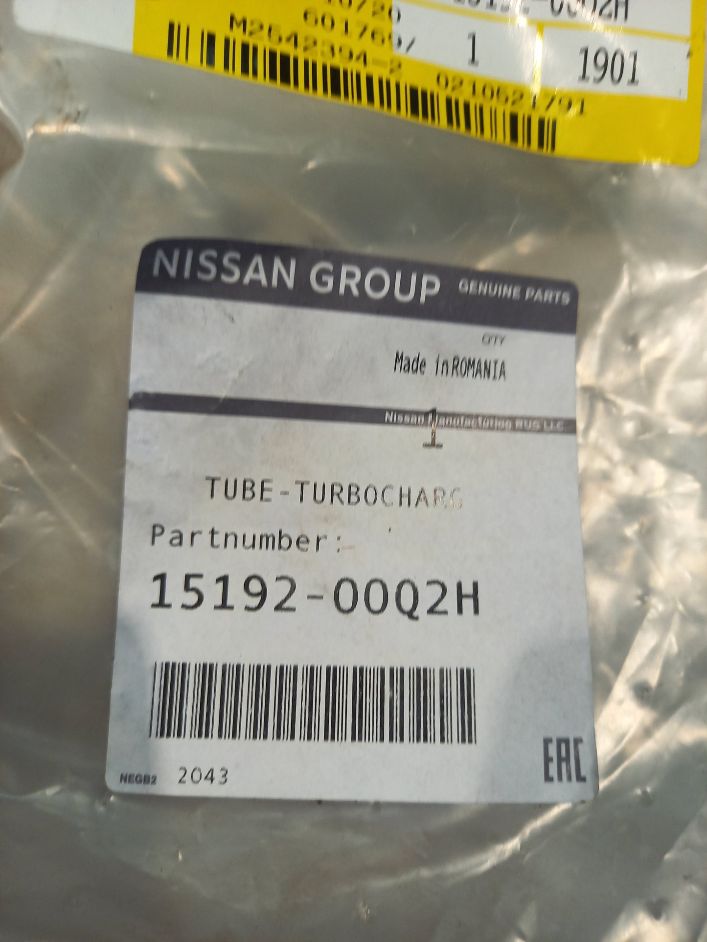 Genuine Nissan Tube-Turbocharg | 1519200Q2H