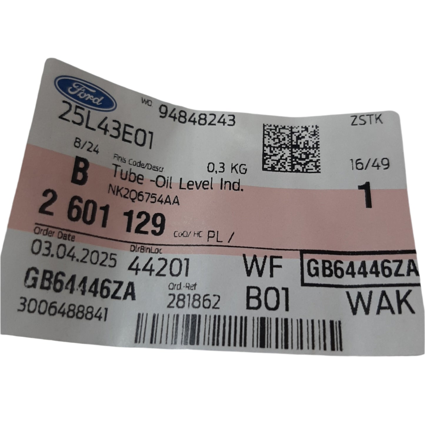 Genuine Ford Tube - Oil Level Indicator | 2601129