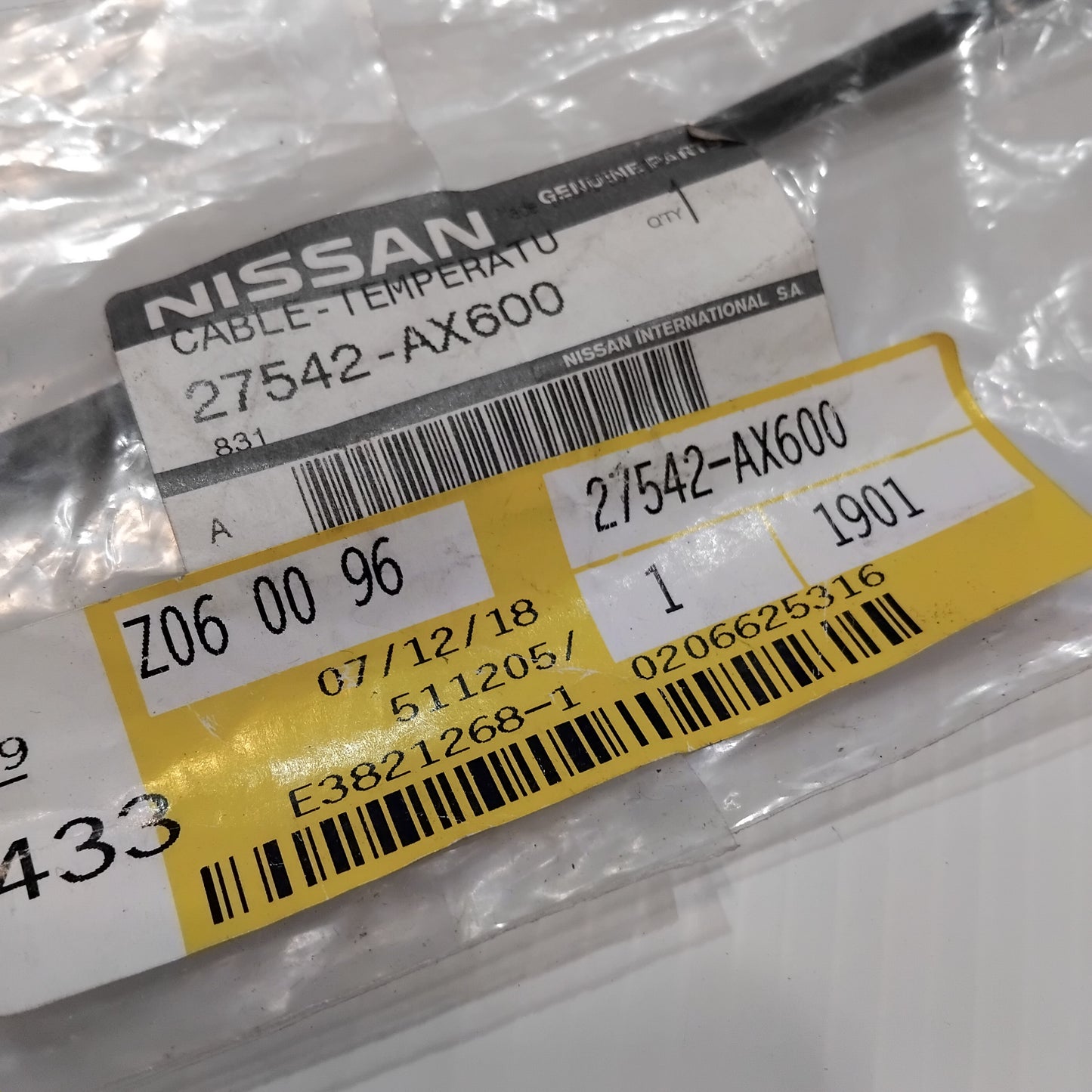 Genuine Nissan Cable-Temperatu | 27542AX600