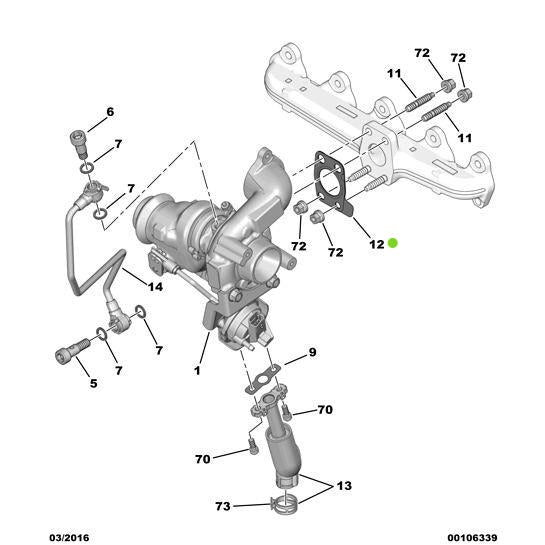 Genuine Peugeot Turbo Charger Gasket - Citroen Dispatch 2016-2020 Diesel | 038036 | 038036