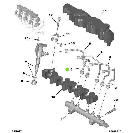 Genuine Peugeot Injection Pump Outlet Pipe - Citroen Ds4 2010-2021 Diesel | 1570P8 | 1570P8