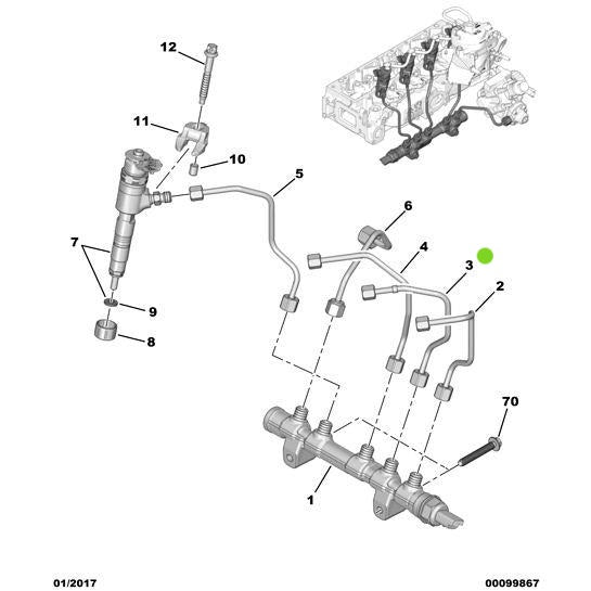 Genuine Diesel Injector Supply Pipe - Citroen Dispatch 2016-2020 | 1570Q0