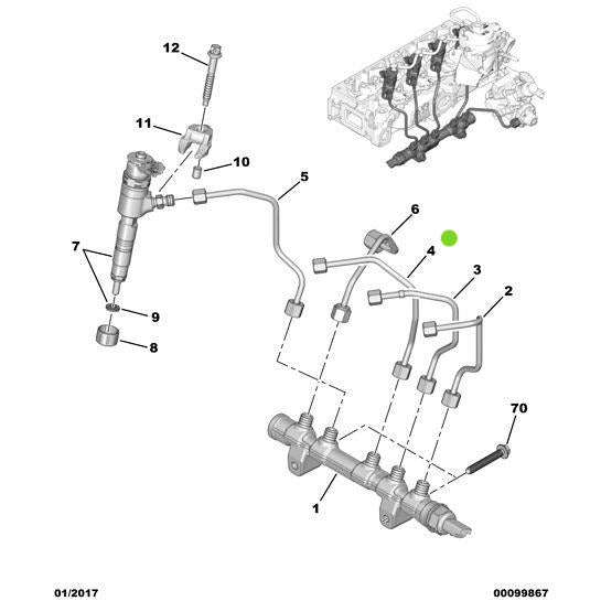 Genuine Diesel Injector Supply Pipe - Citroen Dispatch 2016-2020 | 1570Q1
