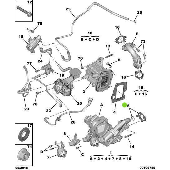 Genuine Peugeot Gas Recirculation Seal Kit - Citroen Relay 2006-2019 Diesel | 1610019580 | 1610019580