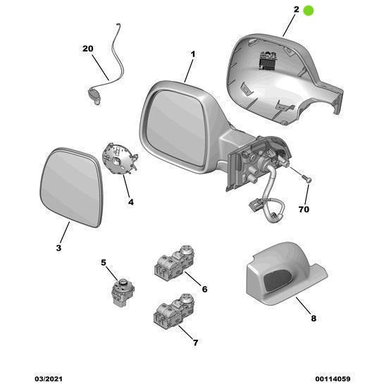 Genuine Nearside Mirror Covers Alliage - Citroen Berlingo 2018-2021 | 1616869680