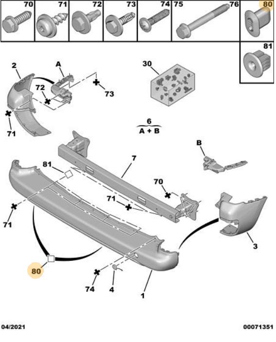Genuine Rear Bumper Fixing Nut - Peugeot Partner | 1608722380