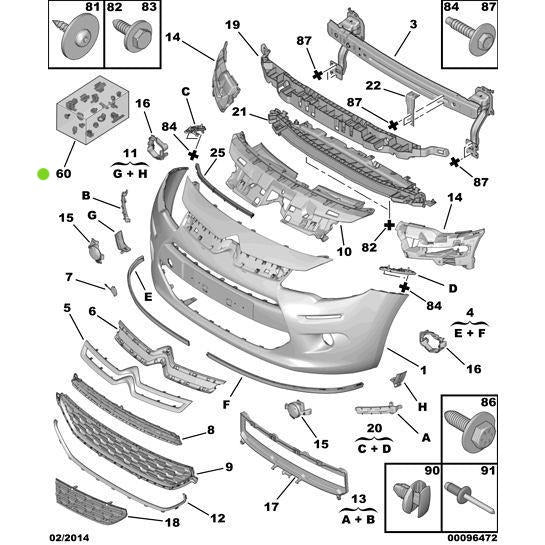 Front Bumper Fastenings - Citroen C3 2009-2013 Petrol | 1611705680