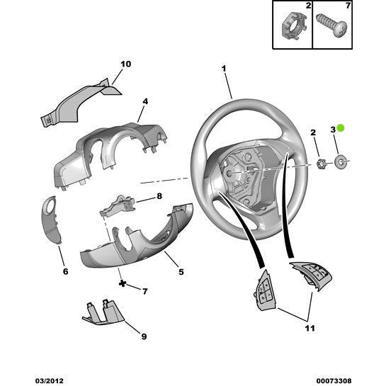Genuine Peugeot Steering Wheel Cap - Citroen Nemo 2008-2015 Petrol | 1623838780 | 1623838780