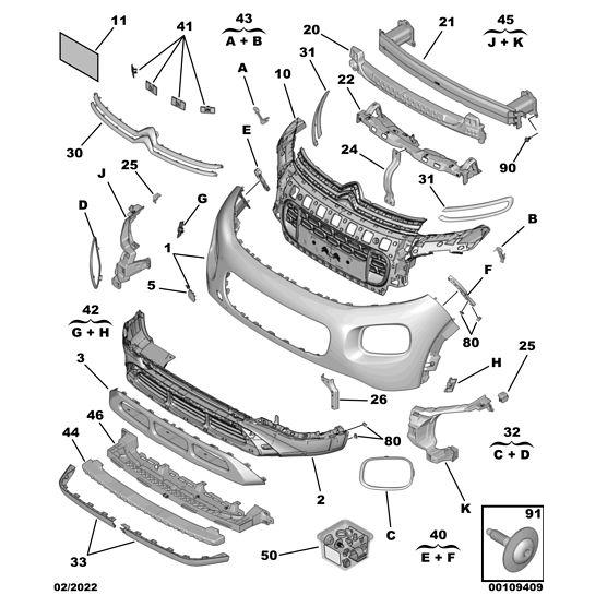 Genuine Peugeot Headlamp Support Set - Citroen C3 Air Cross 2017-2021 Petrol | 1631806780
