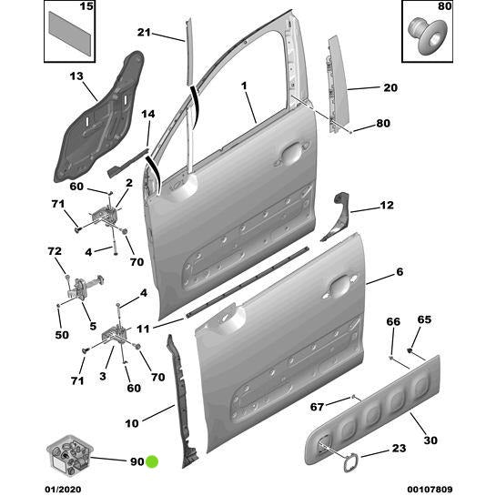 Front Door Fixings - Citroen C3 2015-2021 Petrol | 1641882880