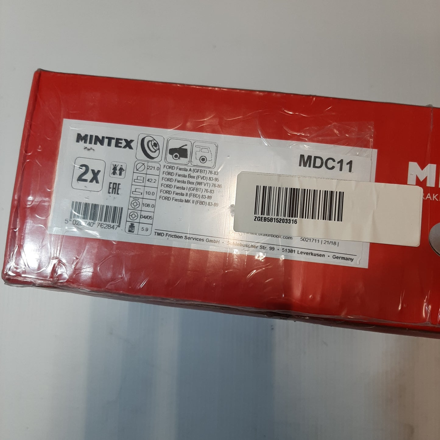 Mintex 2x Front Brake Discs for Ford Fiesta | 815203316