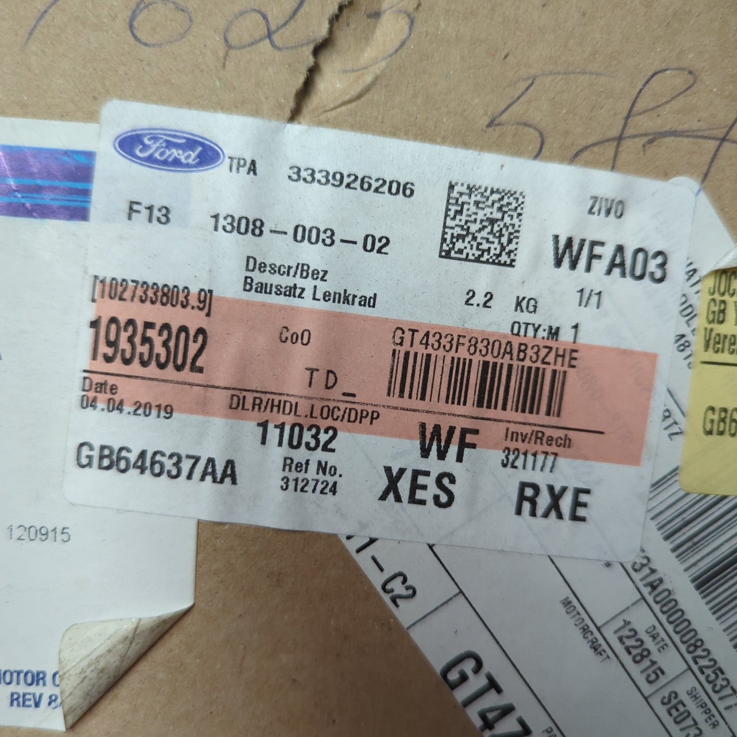 Genuine Ford Kit - Steering Wheel | 1935302