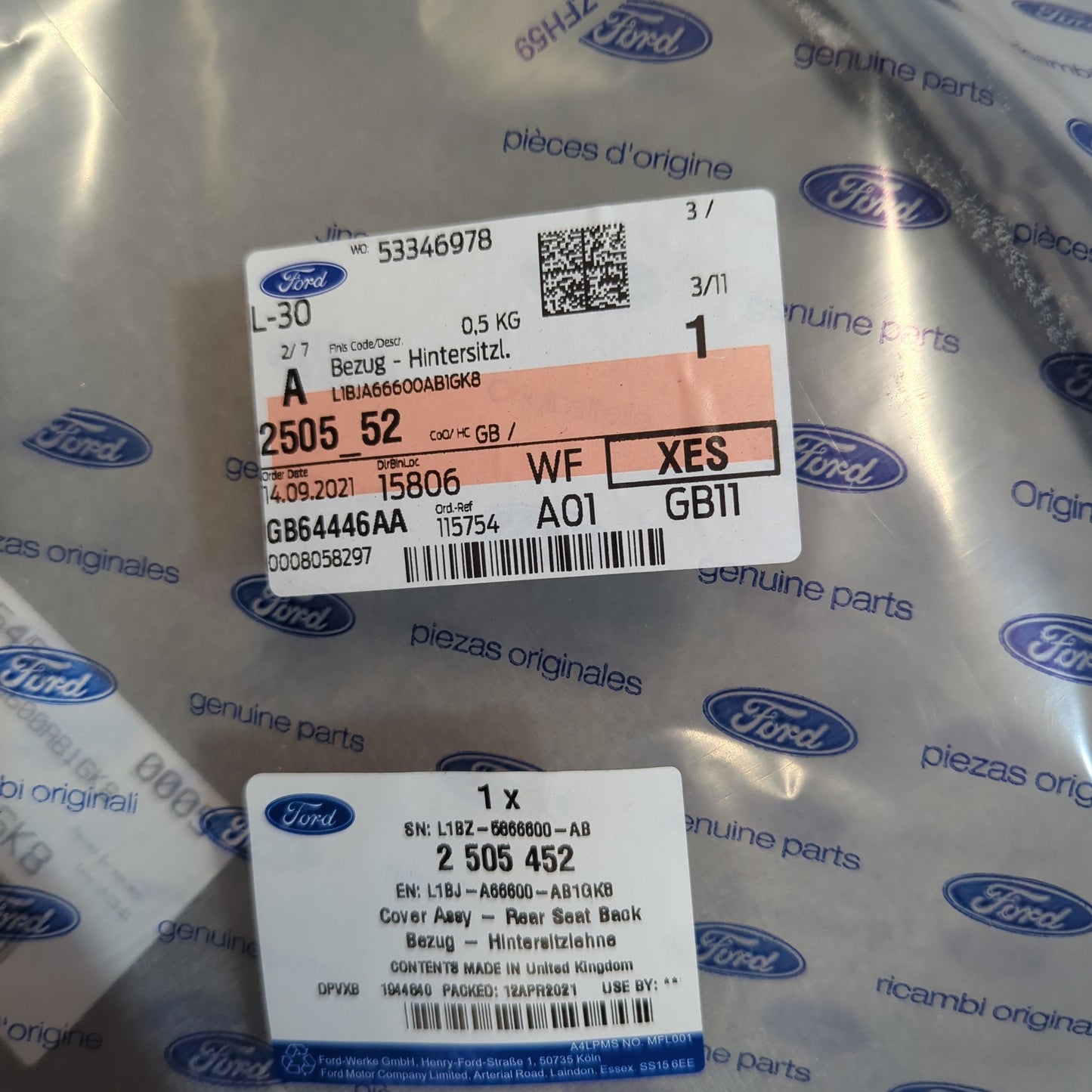 Genuine Rear Seat Back Cover - Ford Fiesta 2020- | 2505452