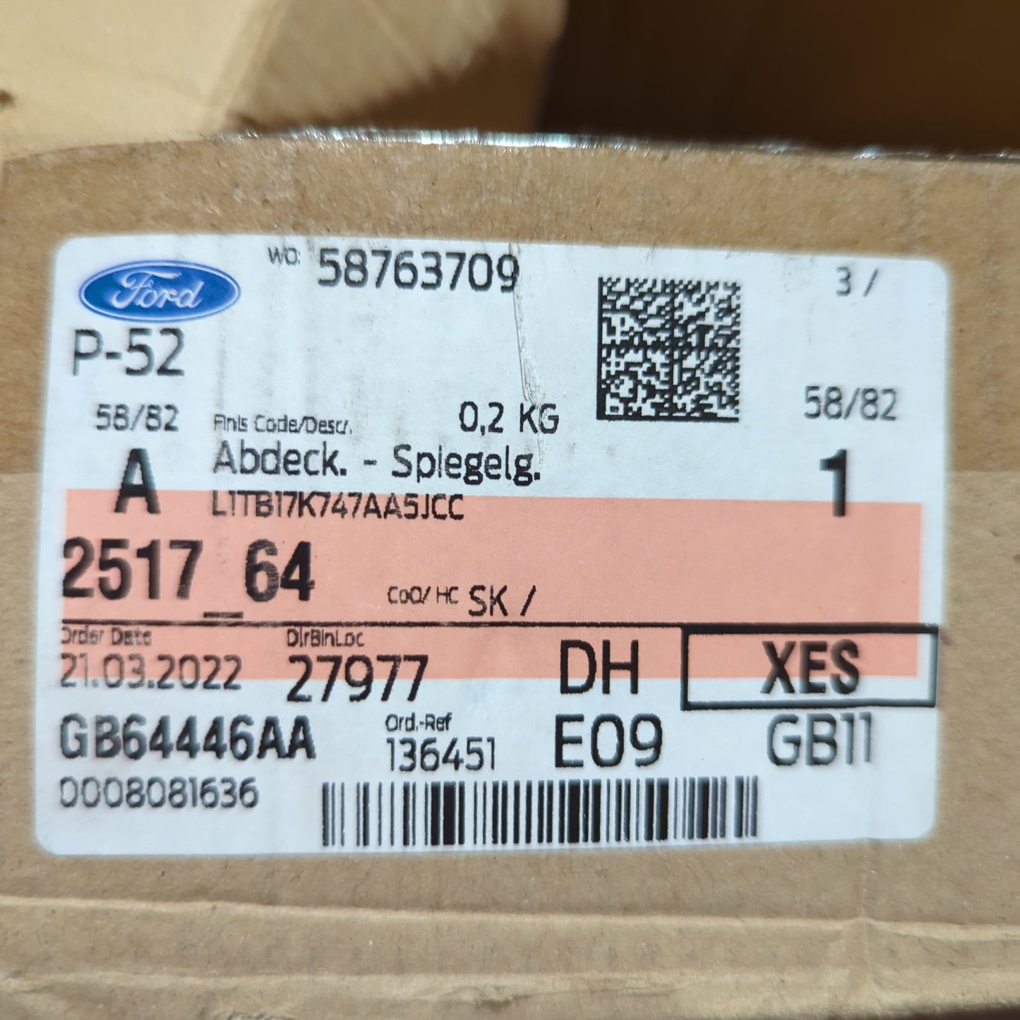 Genuine Left Rear View Mirror Housing Cover - Ford Fiesta 2021 | 2517264