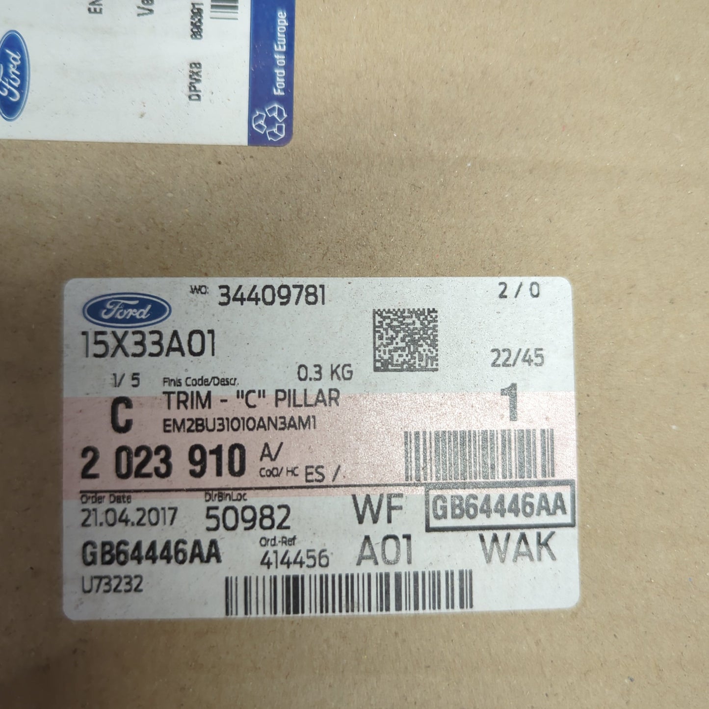 Genuine Ford Trim - "C" Pillar | 2023910