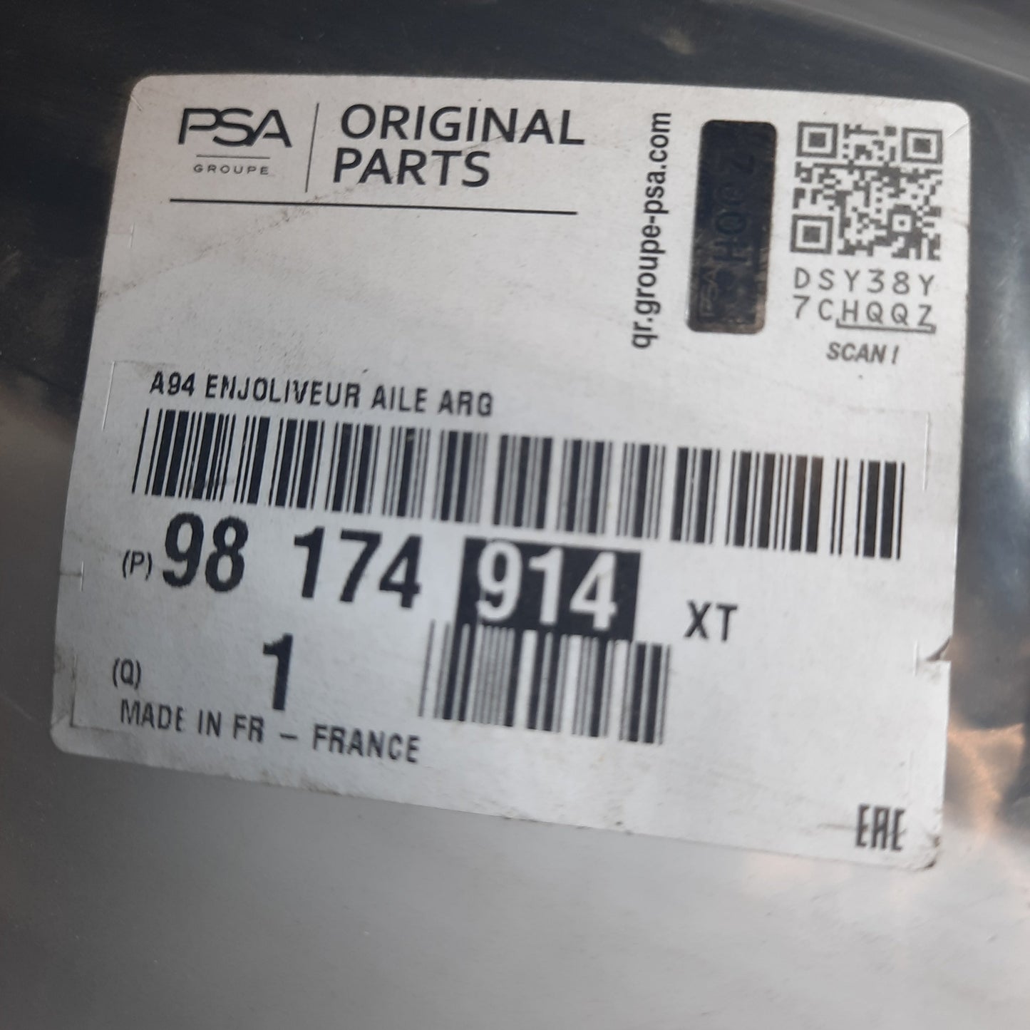 Genuine Peugeot Wing Protector ( Left )| 98174914XT