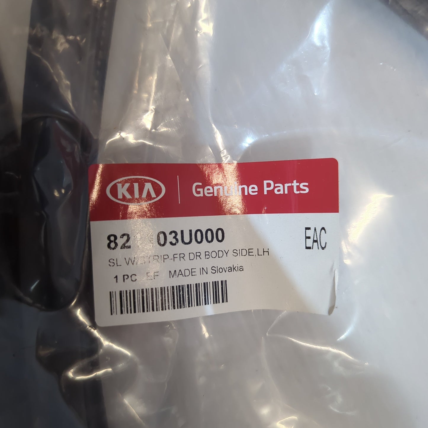 Genuine Front Left Door Weatherstrip - Kia Sportage 2010-2015 | 821103U000