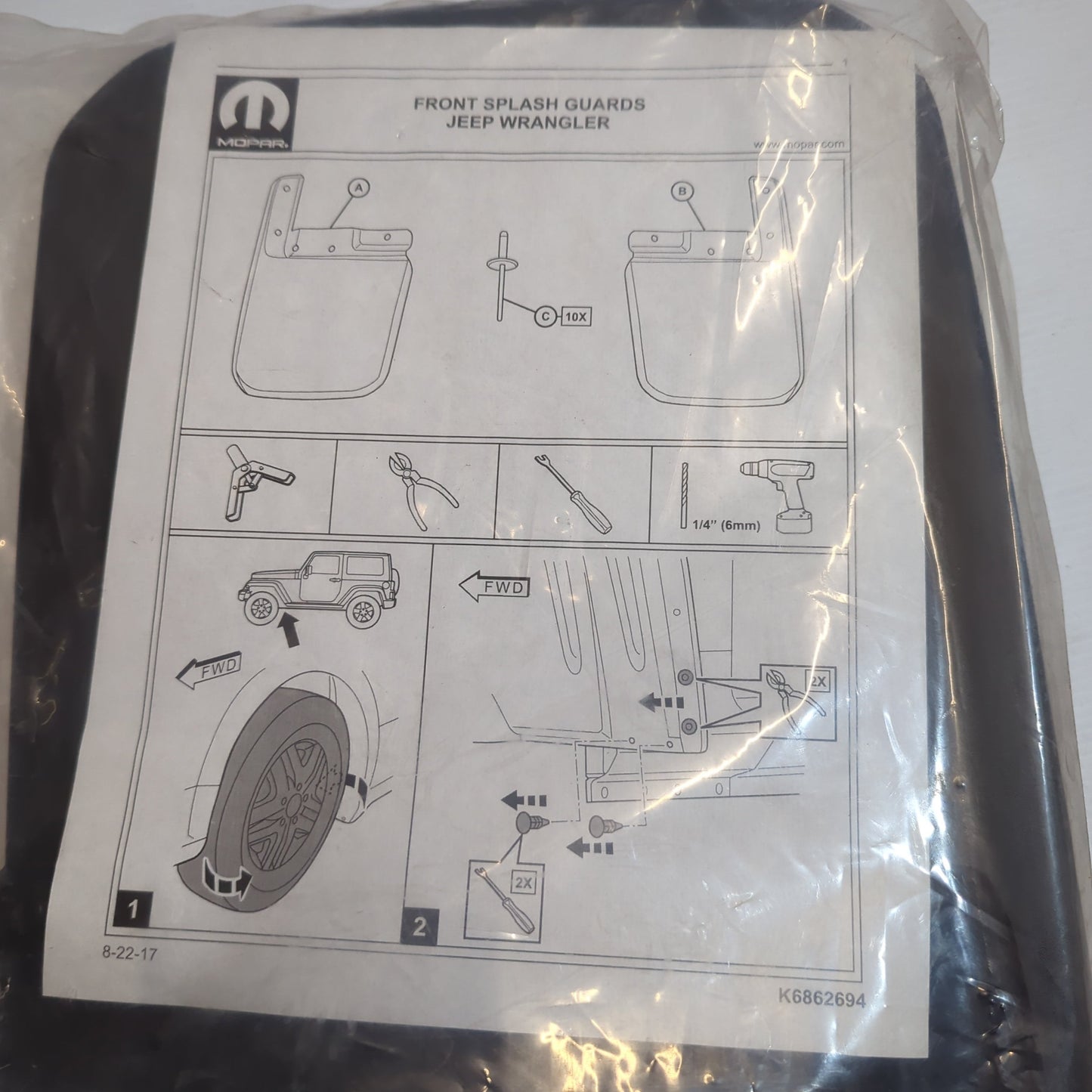 Genuine Front Mudguard Set - Jeep Wrangler | K82215332AB