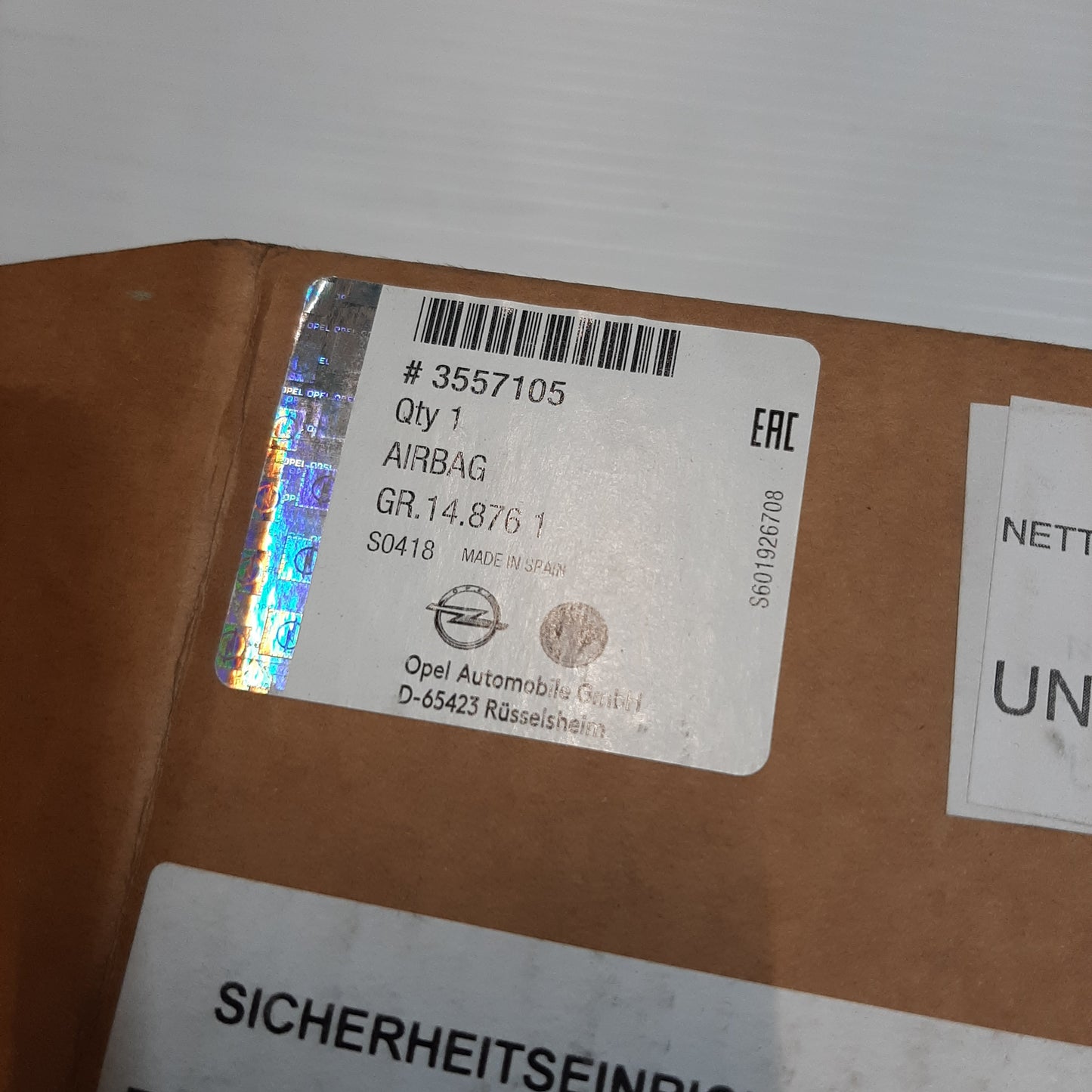 Genuine Vauxhall Lateral Air-Bag | 3557105