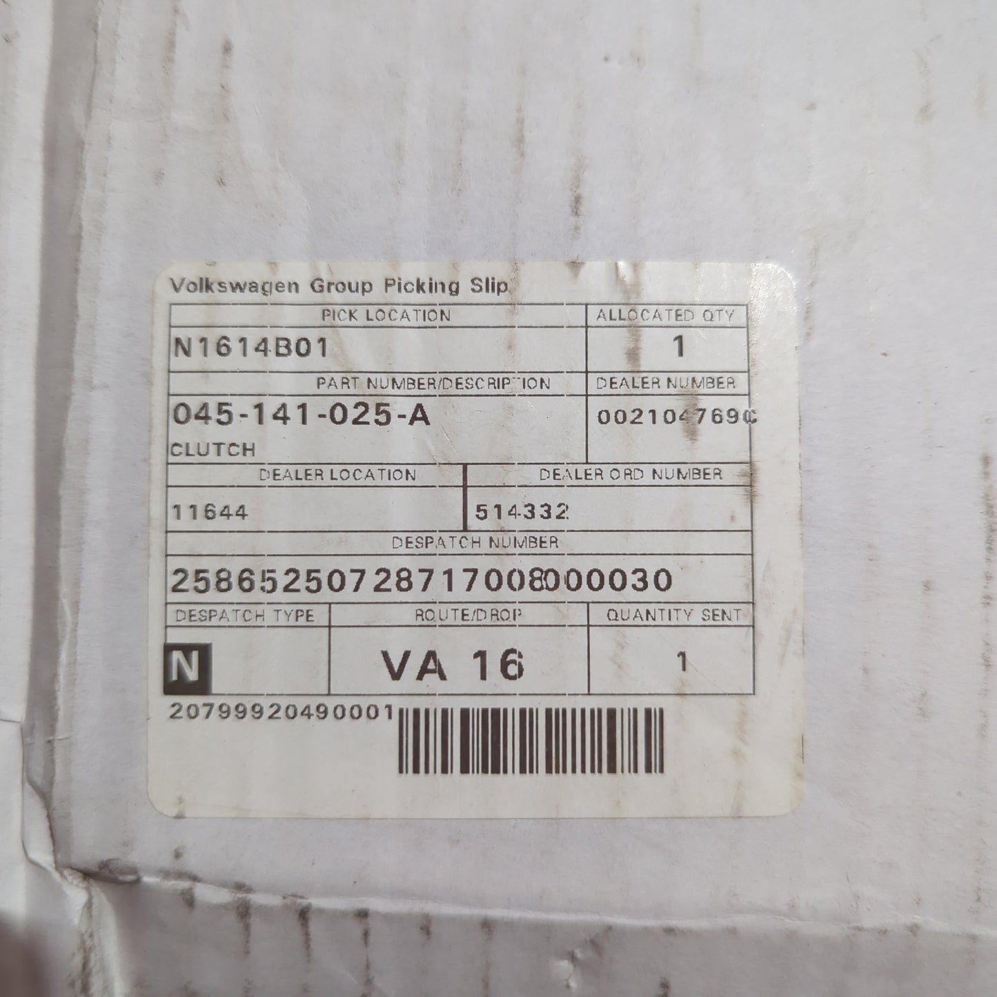 Genuine Clutch Pressure Plate - SEAT Ibiza / Toledo / Cordoba | 045141025A