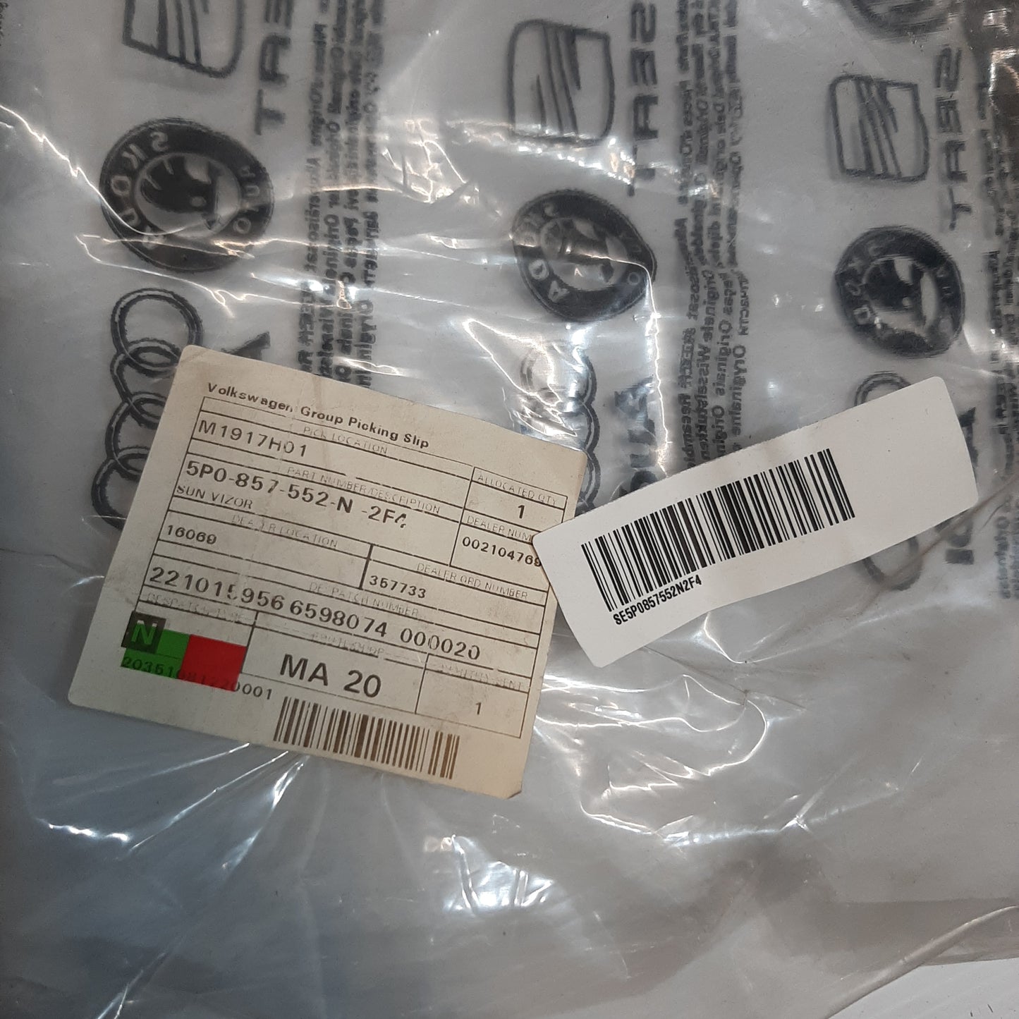 Genuine SEAT Sun Vizor | 5P0857552N2F4