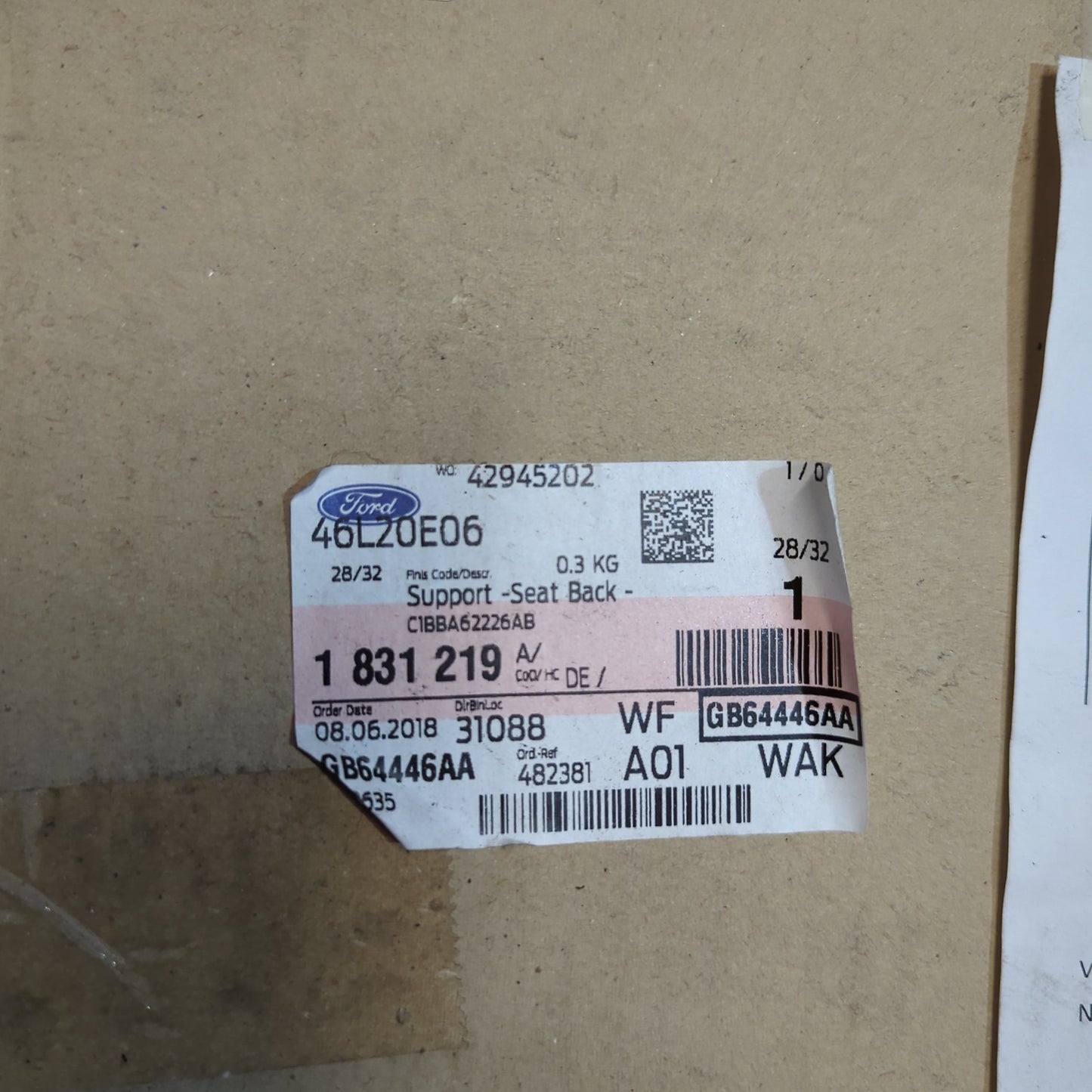 Genuine Ford Support - Seat Back - Lumbar | 1831219