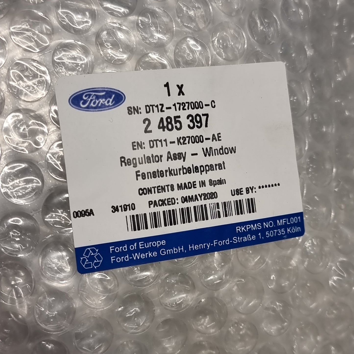 Genuine Rear Right Window Regulator and Motor - Ford Transit 2013- | 2485397