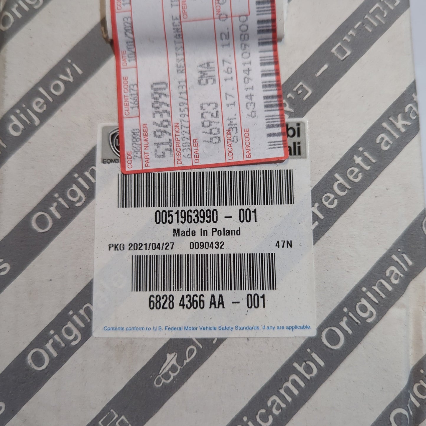 Genuine Fiat Resistance | 51963990