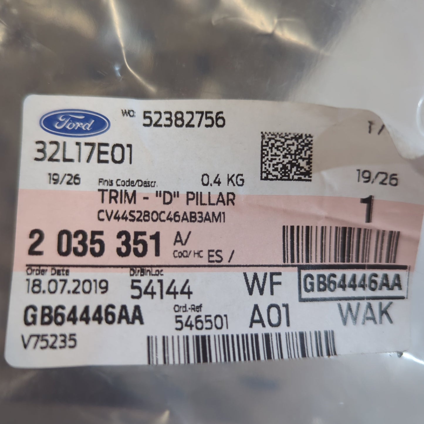 Genuine Right D Pillar Trim - Ford KUGA 2012-2020 | 2035351