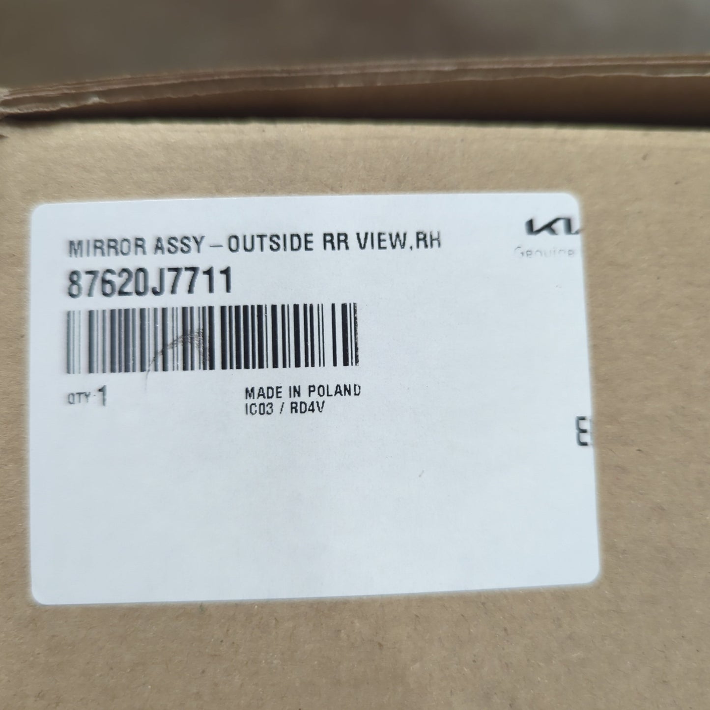 Genuine Right Rear View Mirror - Kia Ceed 2019-2024 | 87620J7711