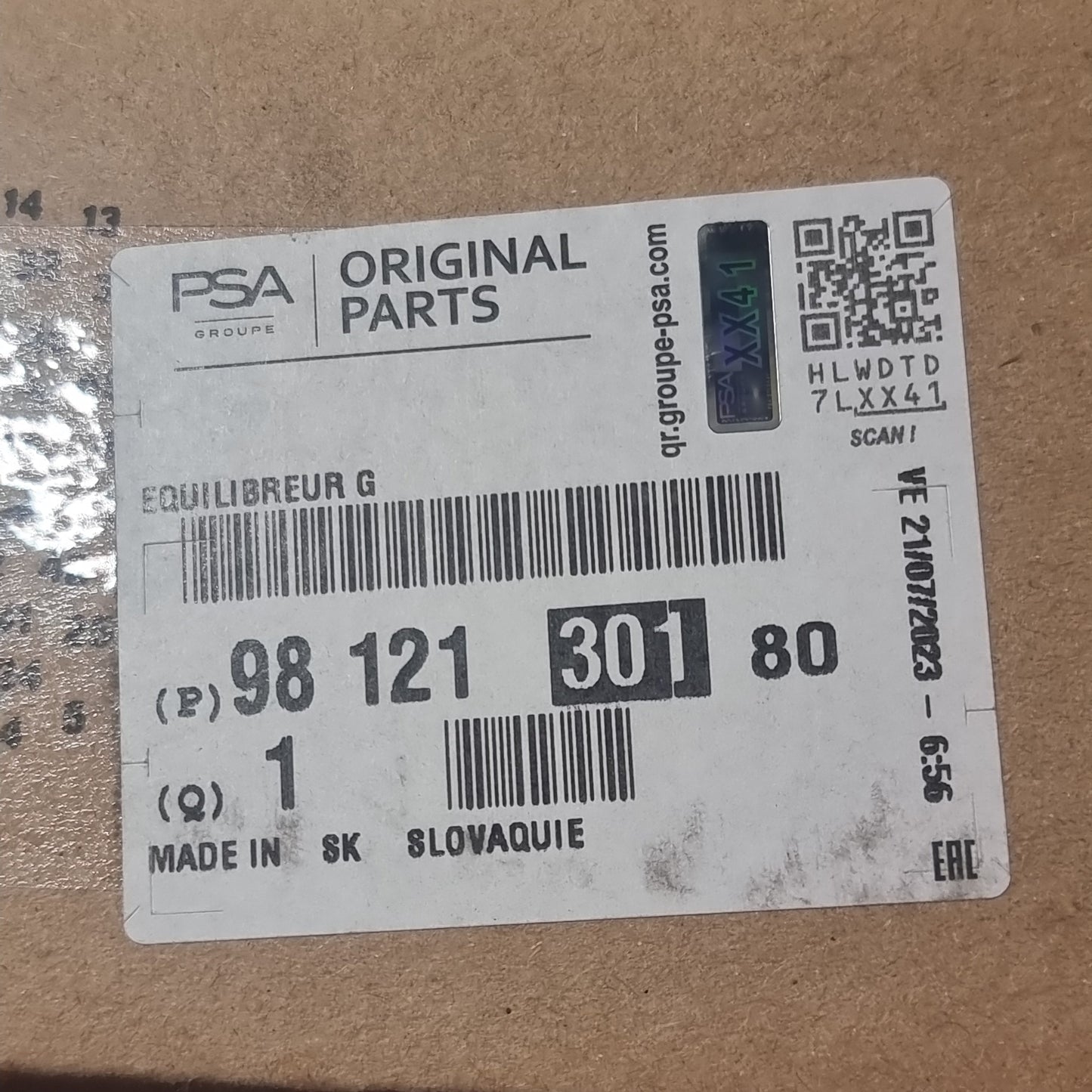 Genuine Peugeot Tailgate Prop | 9812130180