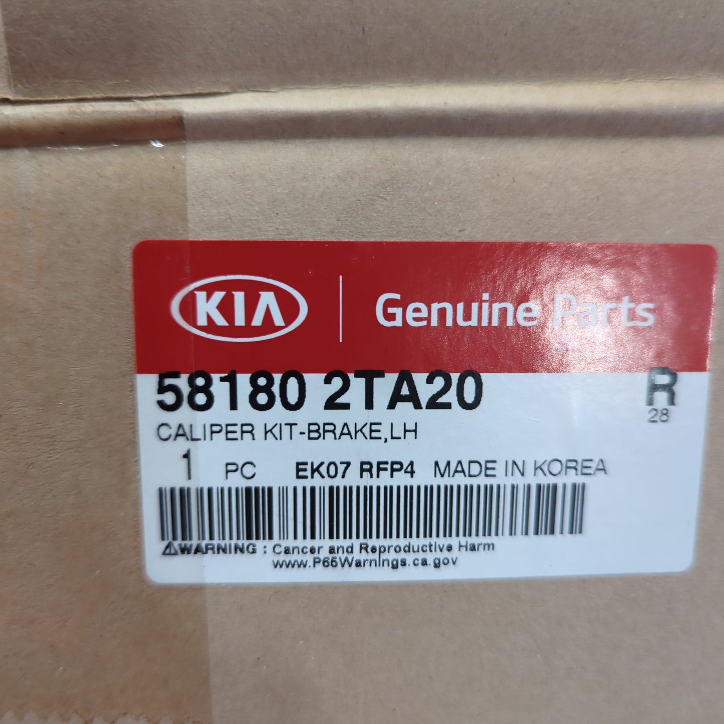 1x Genuine Front Left Brake Caliper - Kia Optima 2011-2013 | 581802TA20
