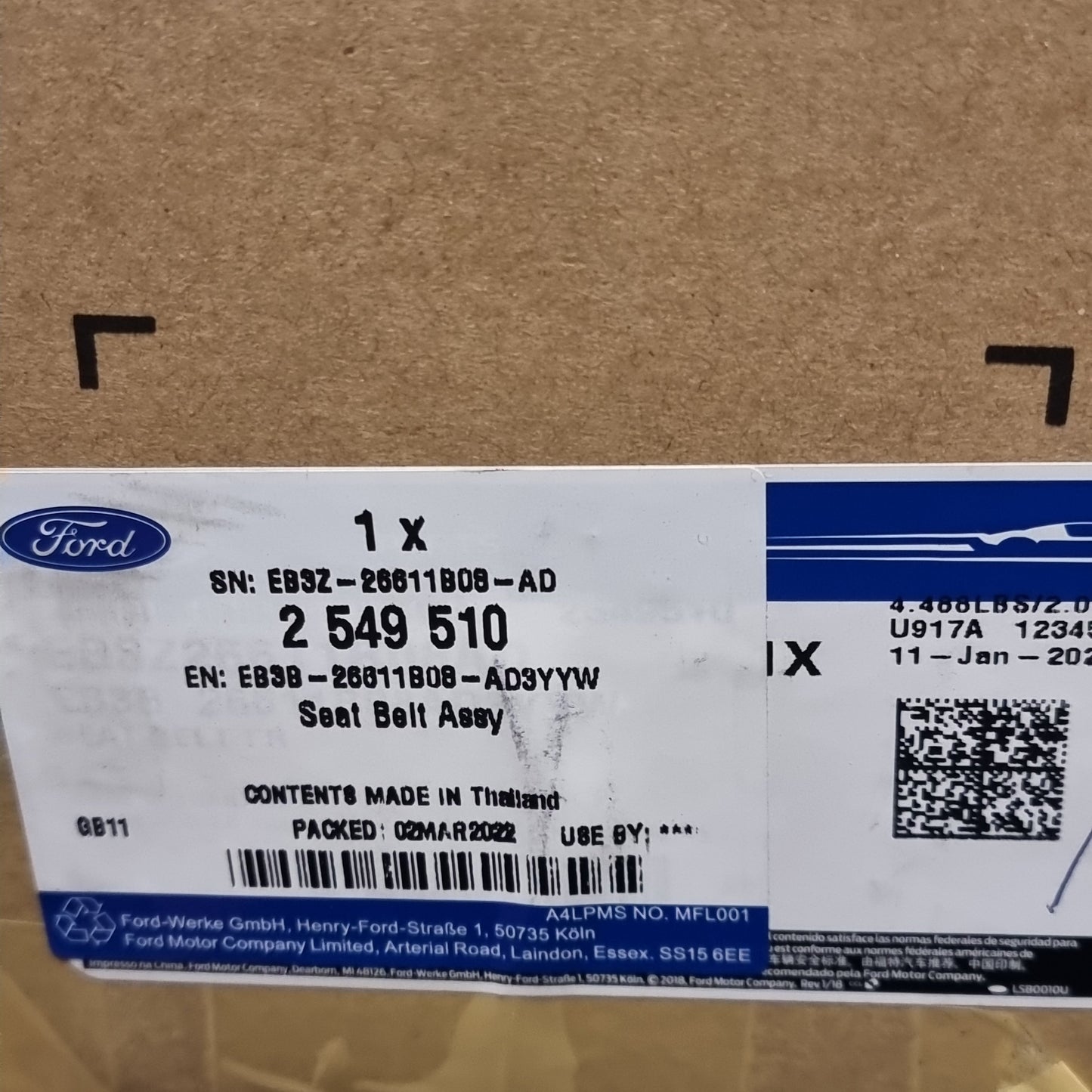Genuine Front Seat Belt - Ford Ranger 2014-2023 | 2549510