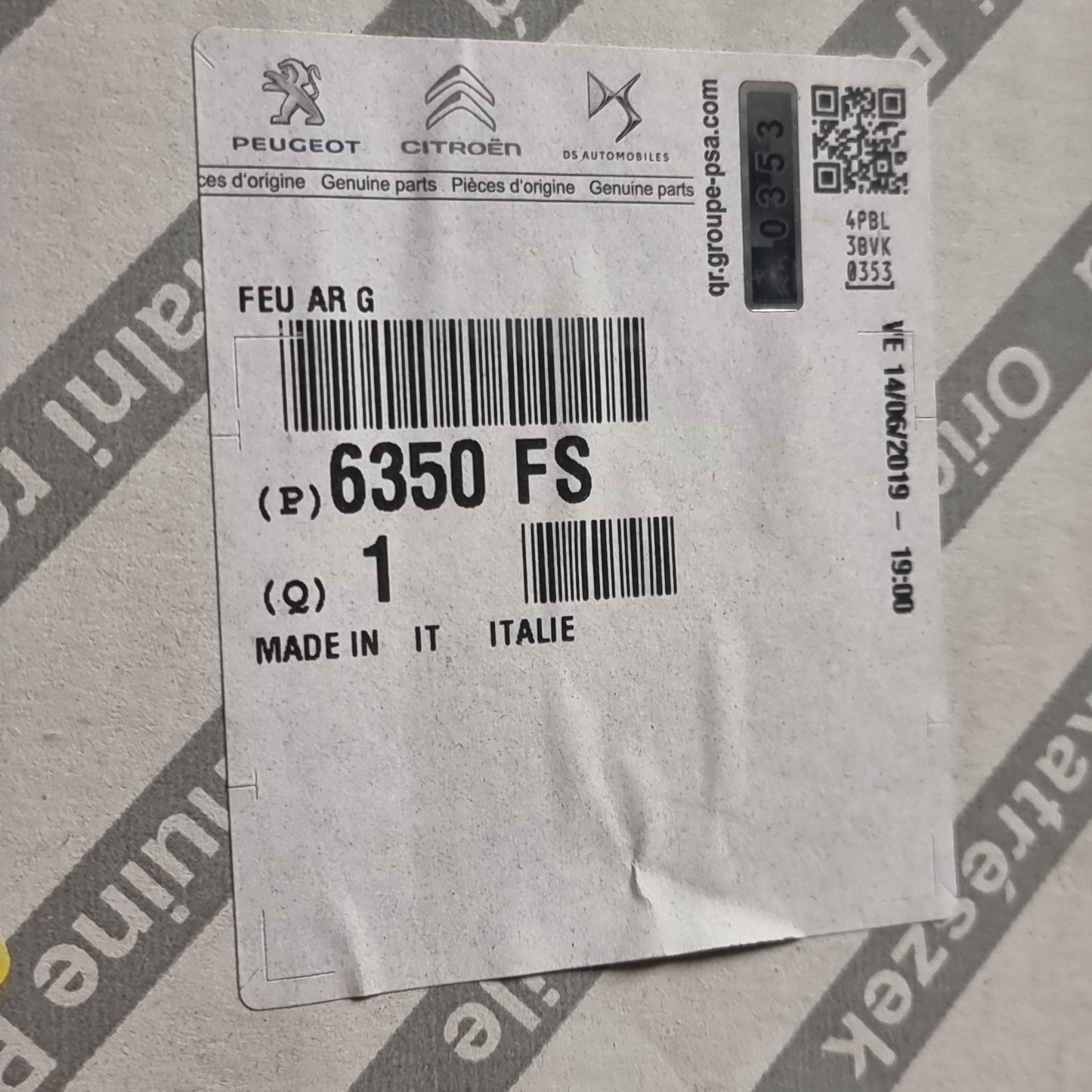 Genuine Left Tail Indicator Light - Peugeot / Citroen | 6350FS