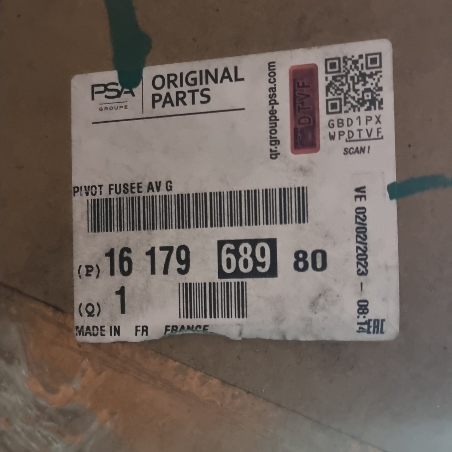 Genuine Peugeot Frt Swivel Pin | 1617968980