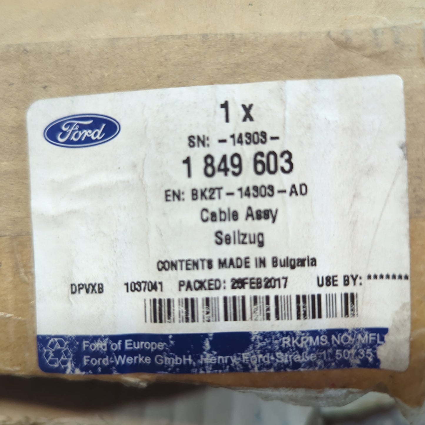 Genuine Ford Cable Assy | 1849603