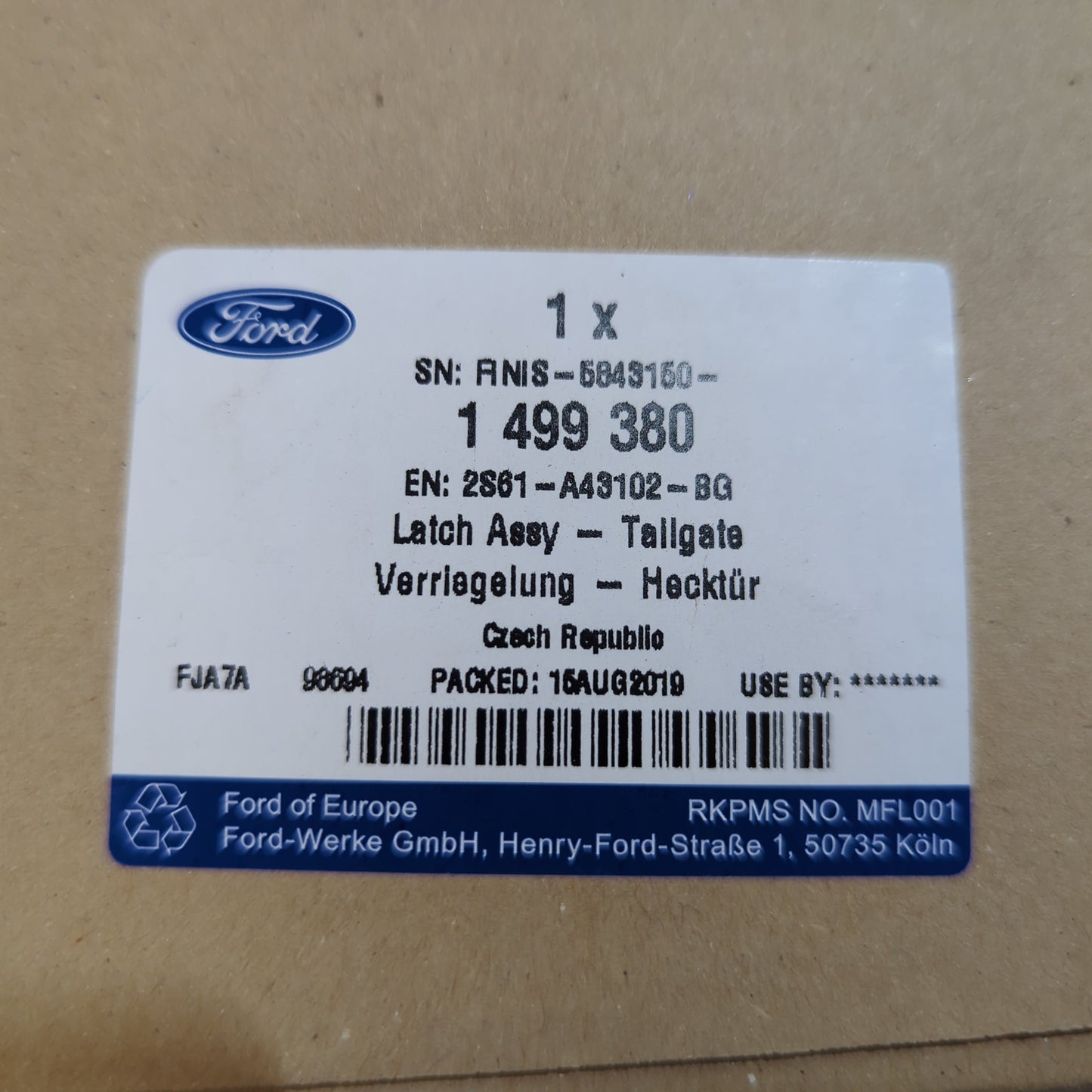 Genuine Tailgate Lock - Ford Fiesta / Fusion 2001-2012 | 1499380