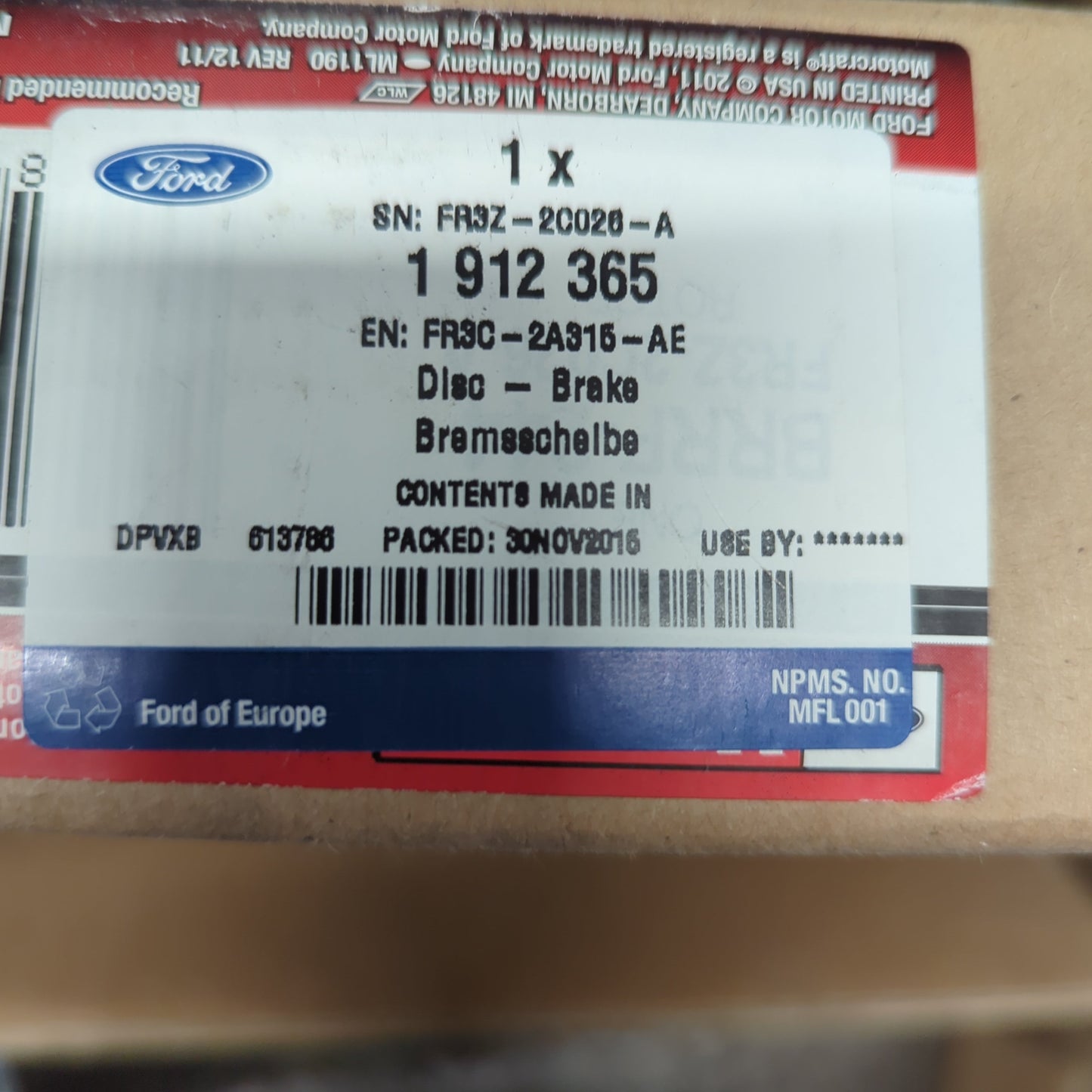 1x Genuine Brake Disc - Ford | 1912365