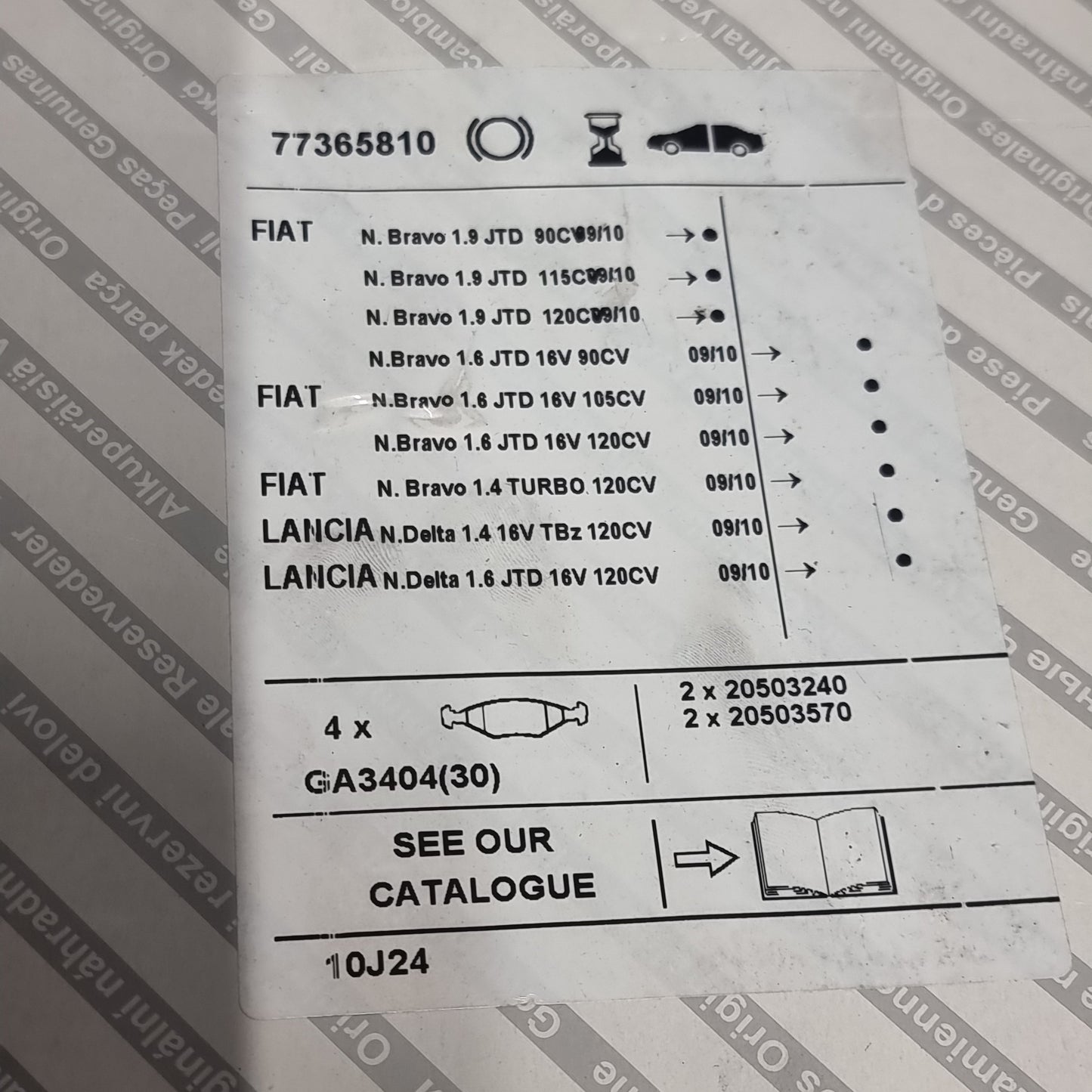 Genuine Brake Kit - Fiat Bravo / Lancia Delta | 71771031